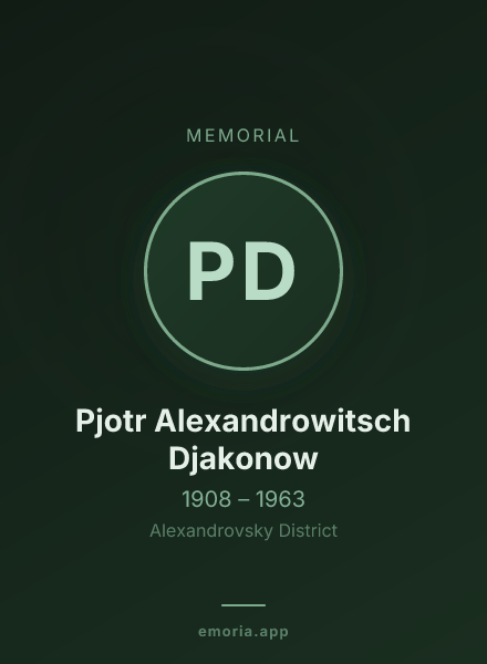 Memorial portrait of Pjotr Alexandrowitsch Djakonow