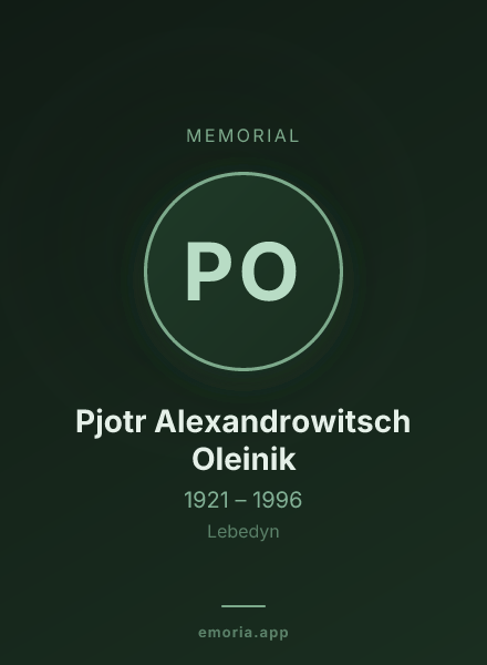 Memorial portrait of Pjotr Alexandrowitsch Oleinik