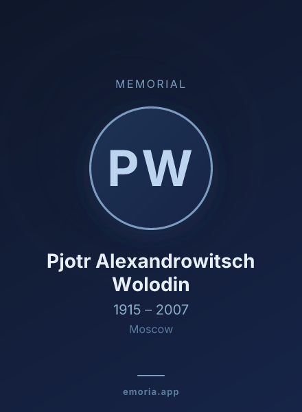 Memorial portrait of Pjotr Alexandrowitsch Wolodin