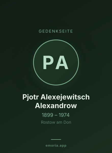 Gedenkportrait von Pjotr Alexejewitsch Alexandrow