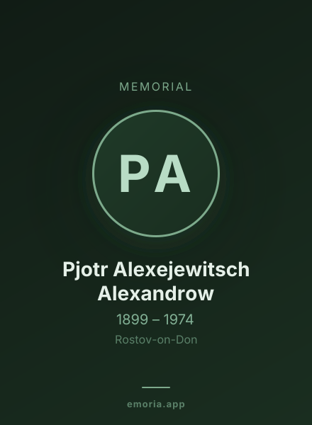 Memorial portrait of Pjotr Alexejewitsch Alexandrow