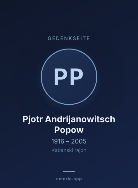 Gedenkportrait von Pjotr Andrijanowitsch Popow