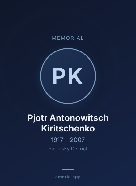 Memorial portrait of Pjotr Antonowitsch Kiritschenko