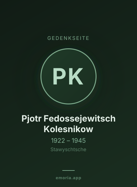 Gedenkportrait von Pjotr Fedossejewitsch Kolesnikow
