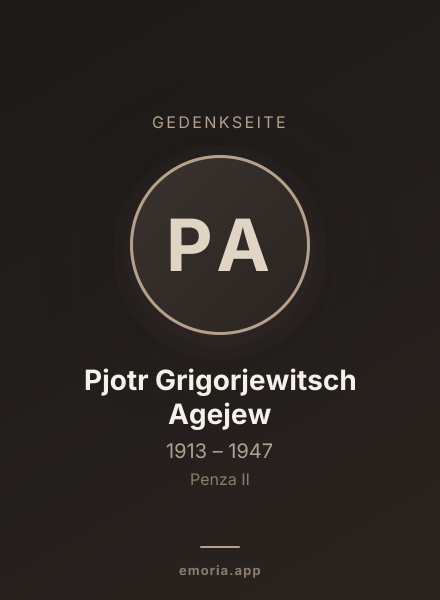 Gedenkportrait von Pjotr Grigorjewitsch Agejew