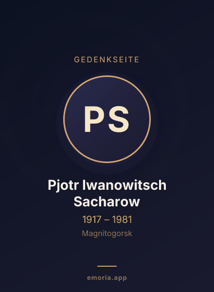 Gedenkportrait von Pjotr Iwanowitsch Sacharow