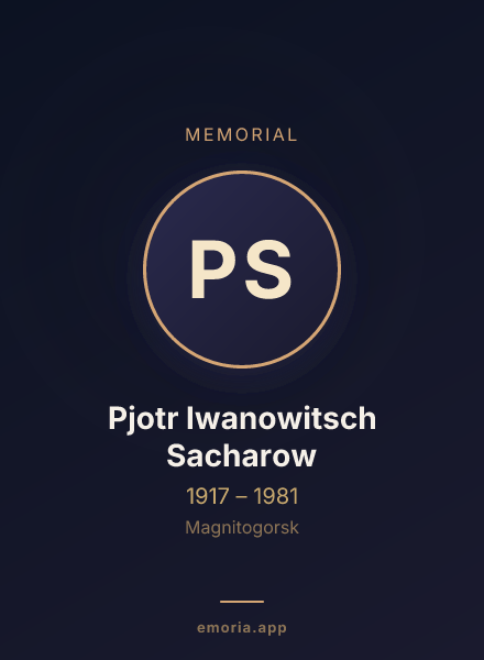 Memorial portrait of Pjotr Iwanowitsch Sacharow