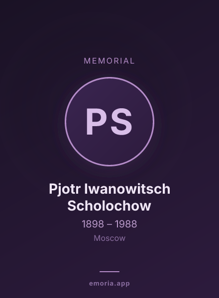 Memorial portrait of Pjotr Iwanowitsch Scholochow