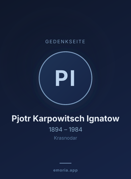 Gedenkportrait von Pjotr Karpowitsch Ignatow