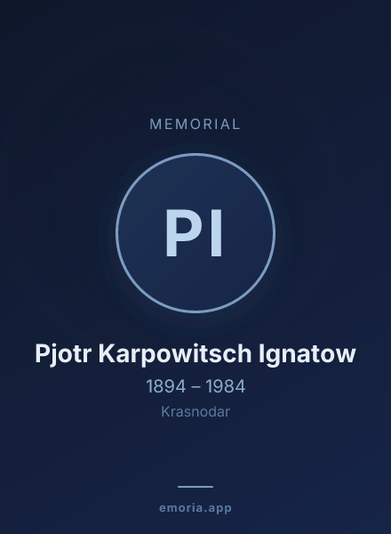 Memorial portrait of Pjotr Karpowitsch Ignatow