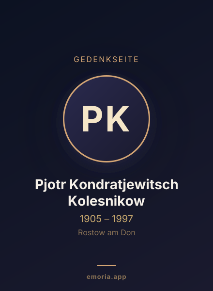 Gedenkportrait von Pjotr Kondratjewitsch Kolesnikow