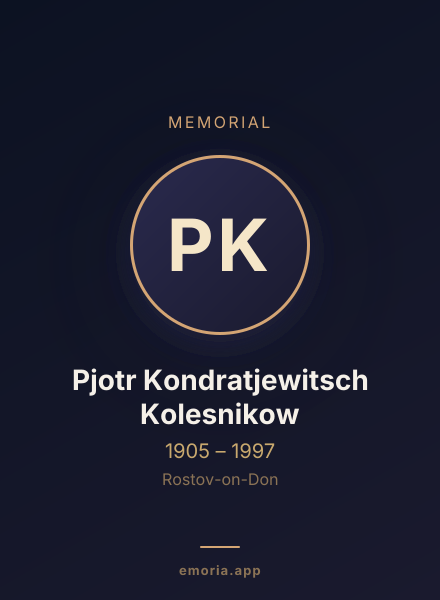 Memorial portrait of Pjotr Kondratjewitsch Kolesnikow