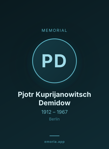 Memorial portrait of Pjotr Kuprijanowitsch Demidow