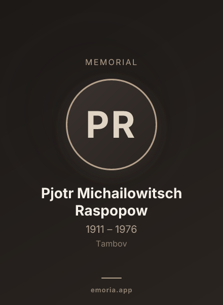 Memorial portrait of Pjotr Michailowitsch Raspopow