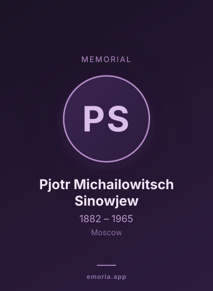 Memorial portrait of Pjotr Michailowitsch Sinowjew