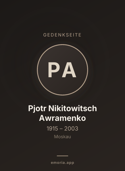 Gedenkportrait von Pjotr Nikitowitsch Awramenko
