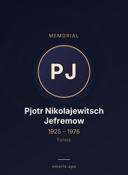 Memorial portrait of Pjotr Nikolajewitsch Jefremow