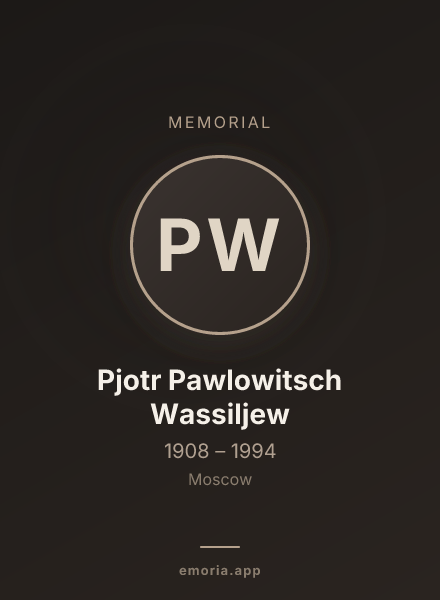 Memorial portrait of Pjotr Pawlowitsch Wassiljew