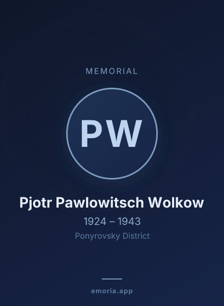 Memorial portrait of Pjotr Pawlowitsch Wolkow