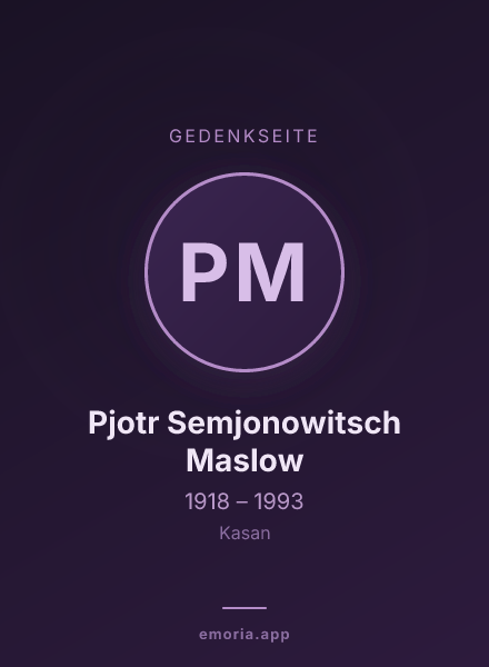 Gedenkportrait von Pjotr Semjonowitsch Maslow