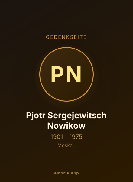 Gedenkportrait von Pjotr Sergejewitsch Nowikow