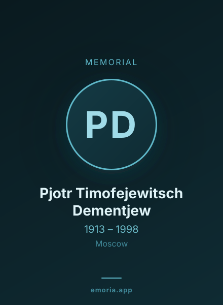 Memorial portrait of Pjotr Timofejewitsch Dementjew