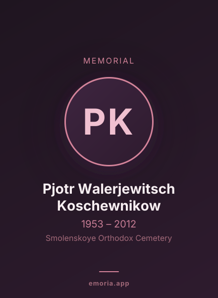 Memorial portrait of Pjotr Walerjewitsch Koschewnikow