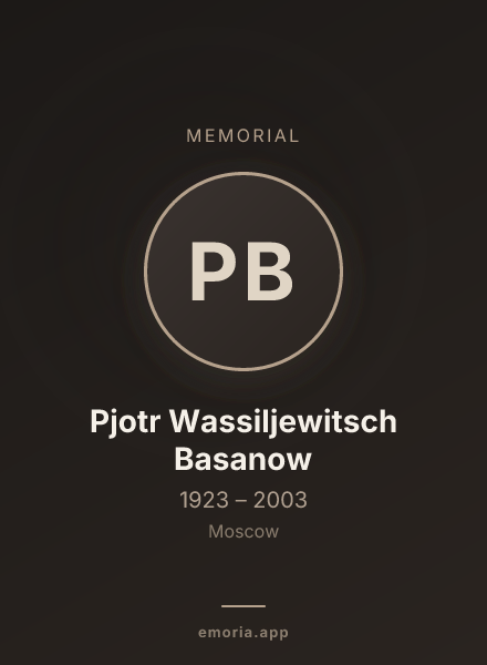 Memorial portrait of Pjotr Wassiljewitsch Basanow