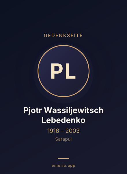 Gedenkportrait von Pjotr Wassiljewitsch Lebedenko