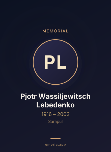 Memorial portrait of Pjotr Wassiljewitsch Lebedenko