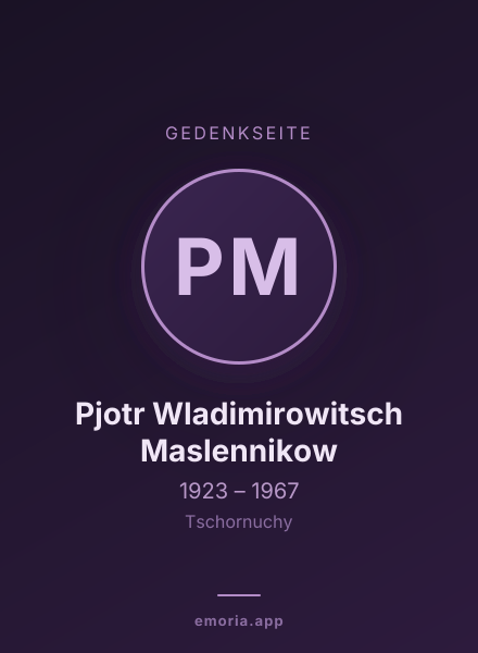 Gedenkportrait von Pjotr Wladimirowitsch Maslennikow