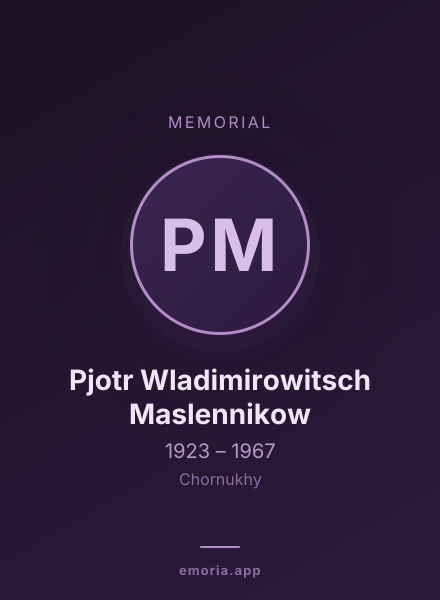 Memorial portrait of Pjotr Wladimirowitsch Maslennikow