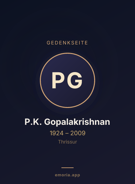 Gedenkportrait von P.K. Gopalakrishnan
