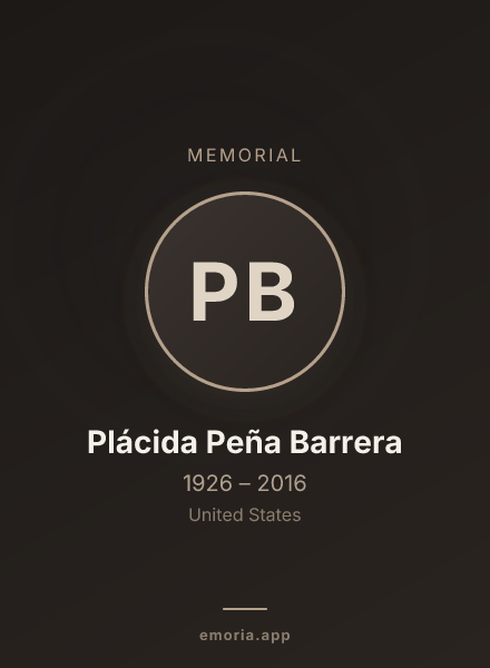 Memorial portrait of Plácida Peña Barrera