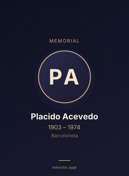 Memorial portrait of Placido Acevedo