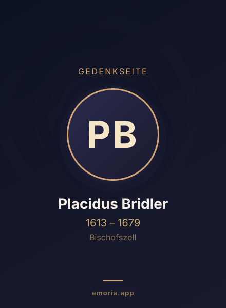 Gedenkportrait von Placidus Bridler