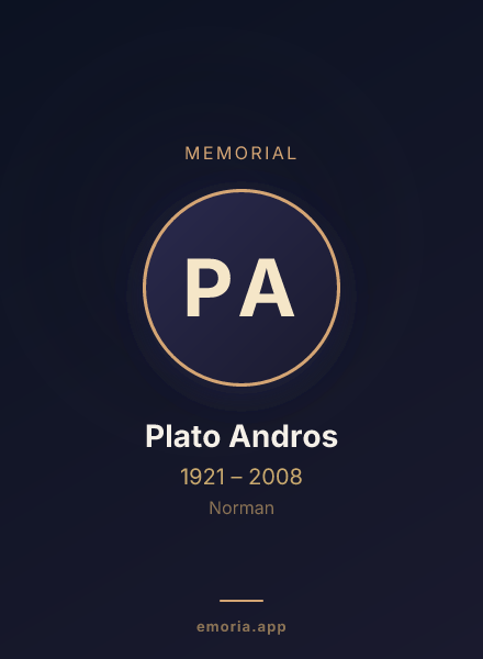Memorial portrait of Plato Andros