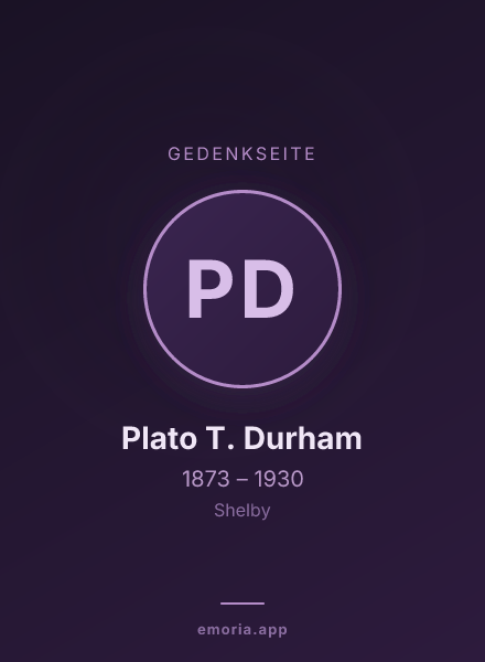 Gedenkportrait von Plato T. Durham