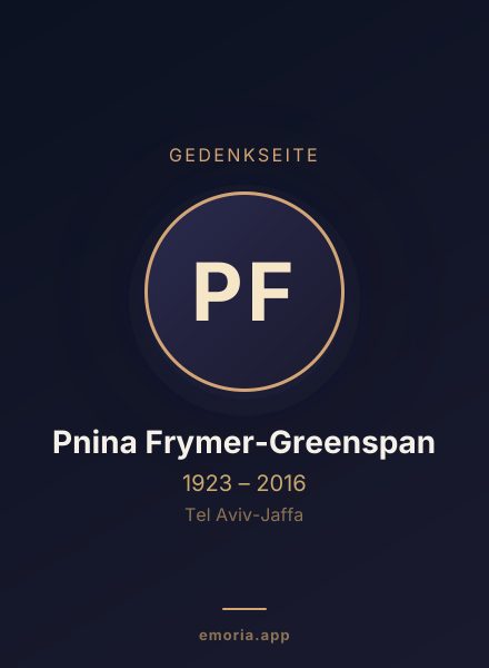 Gedenkportrait von Pnina Frymer-Greenspan