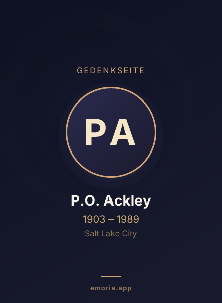 Gedenkportrait von P.O. Ackley