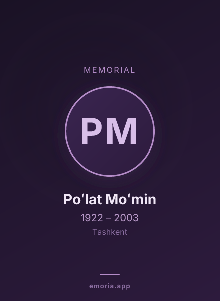 Memorial portrait of Poʻlat Moʻmin