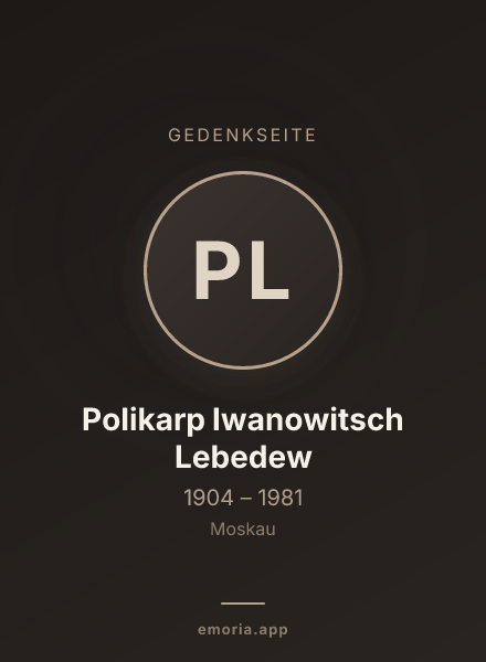 Gedenkportrait von Polikarp Iwanowitsch Lebedew