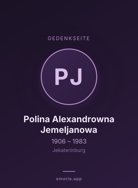 Gedenkportrait von Polina Alexandrowna Jemeljanowa