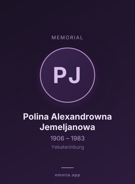 Memorial portrait of Polina Alexandrowna Jemeljanowa