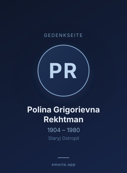 Gedenkportrait von Polina Grigorievna Rekhtman