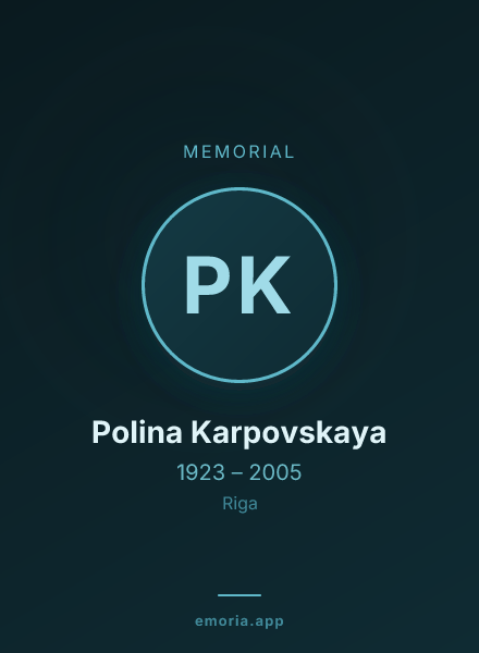 Memorial portrait of Polina Karpovskaya