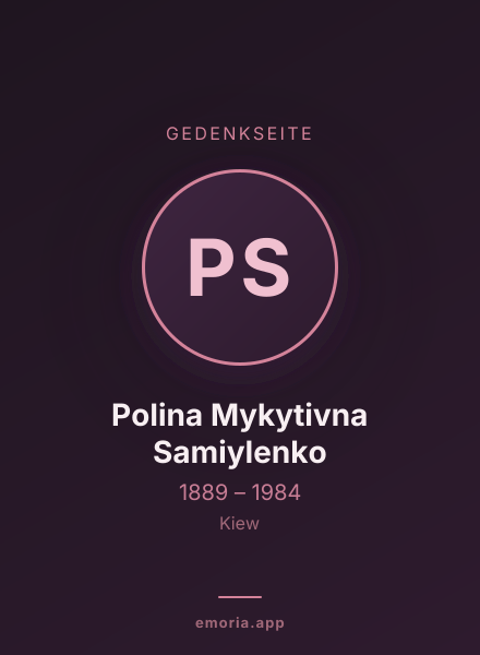Gedenkportrait von Polina Mykytivna Samiylenko