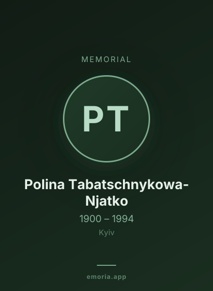 Memorial portrait of Polina Tabatschnykowa-Njatko