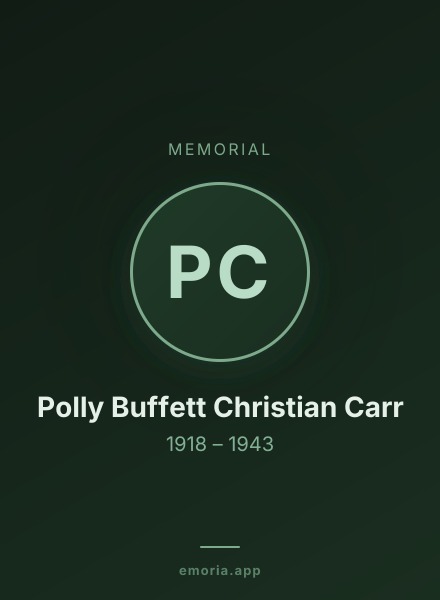 Memorial portrait of Polly Buffett Christian Carr