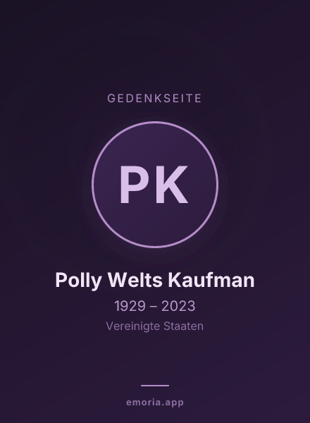 Gedenkportrait von Polly Welts Kaufman